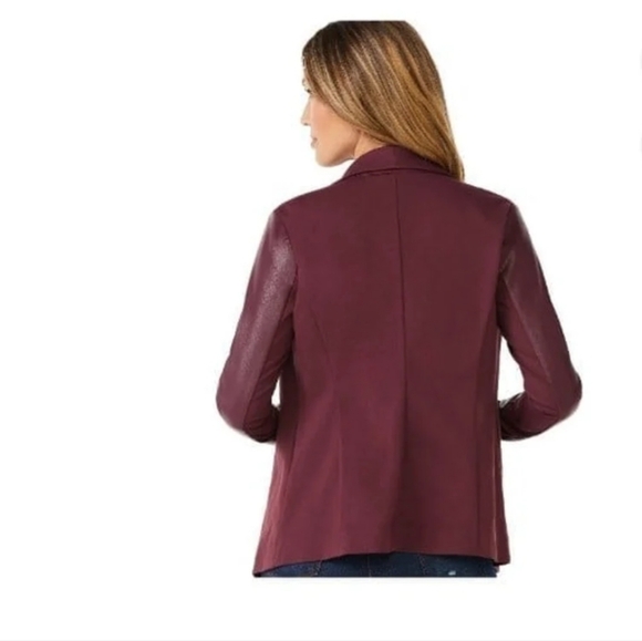 Sofia Vergara Drape Front Jacket With Faux Leather Sleeve Large - Picture 2 of 4